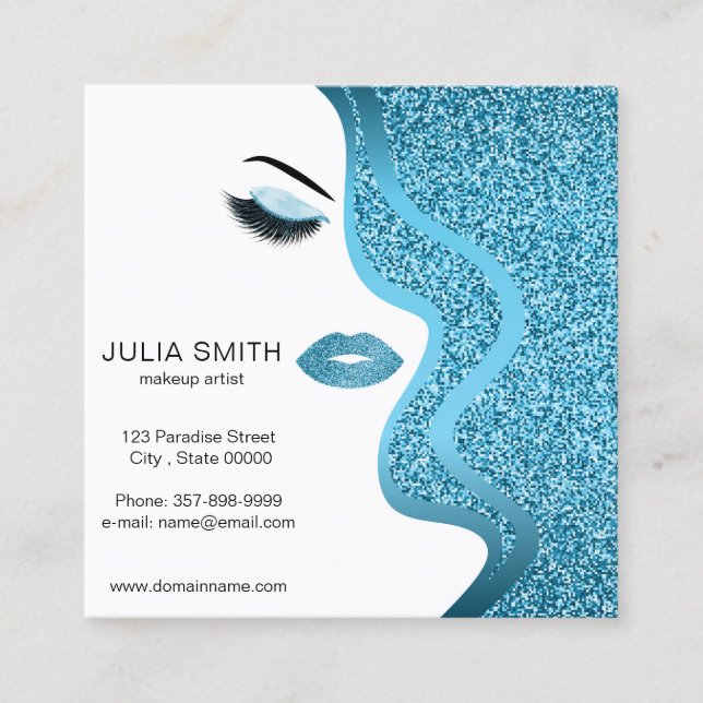 Makeup artist business card with glitter effect (Front)