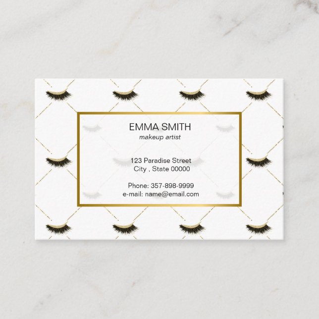Makeup artist business card with glitter effect (Front)