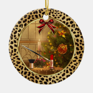 Makeup Artist Cheetah Print Personalised Ornament