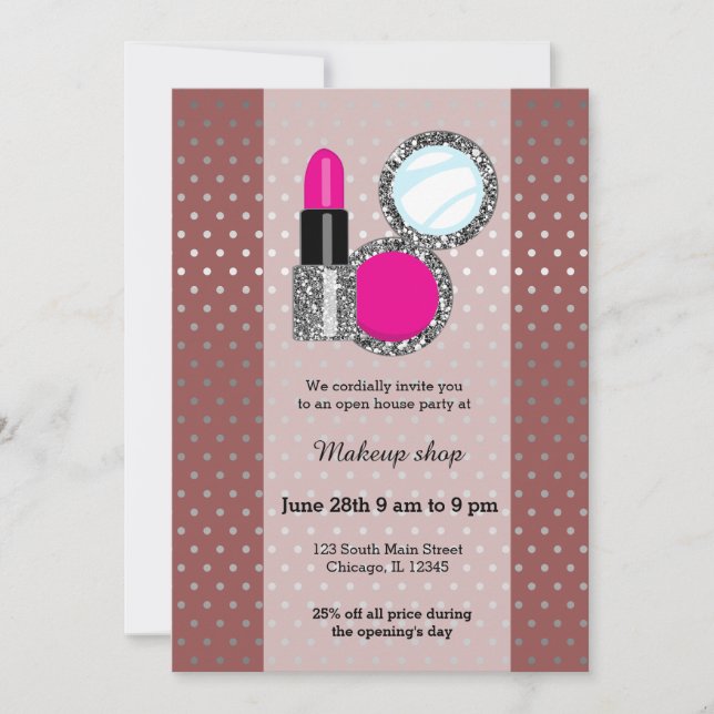 Makeup artist - choose background colour invitation (Front)