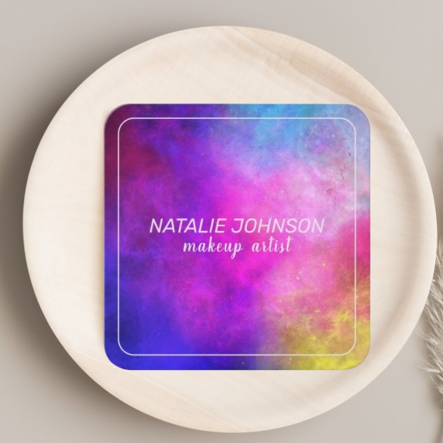 Makeup Artist Colourful Modern Stylish Typography  Square Business Card (Creator Uploaded)