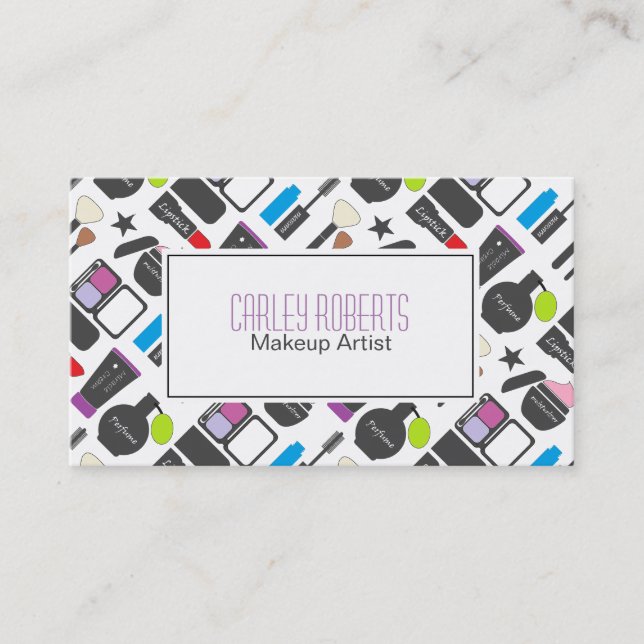 Makeup Artist Colourful Pattern Business Card (Front)