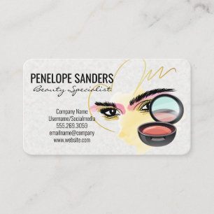 Makeup Artist Compact   Brush Stroke   Beauty Business Card