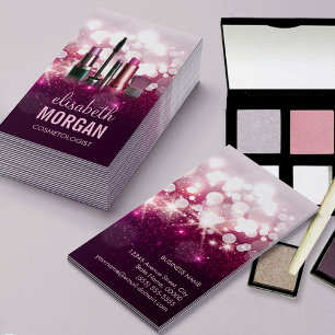 Makeup Artist Cosmetician - Pink Beauty Glitter Business Card