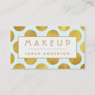 Makeup Artist Cosmetologist- Modern Big Gold Dots Business Card