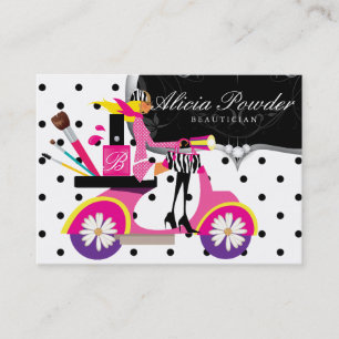 Makeup Artist Cosmetologist Scooter Girl Dots Business Card