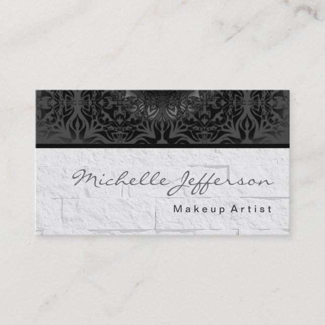Makeup Artist Damask Wall Pattern Business Card (Front)