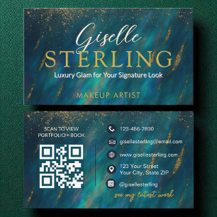 Makeup Artist Dark Opal Glam Modern QR Code Business Card