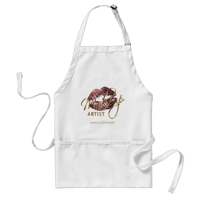 Makeup Artist 💄- Dark Rose Gold Glitter Lips Standard Apron (Front)
