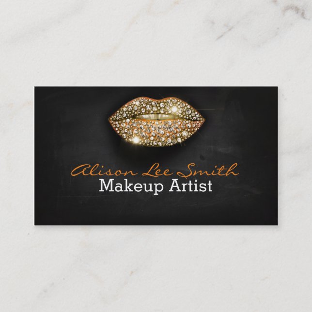 Makeup Artist/Diamonds Sparkle Lips Business Card (Front)