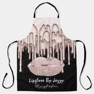Makeup Artist Drips Kiss Lips Drips Rose Black  Apron