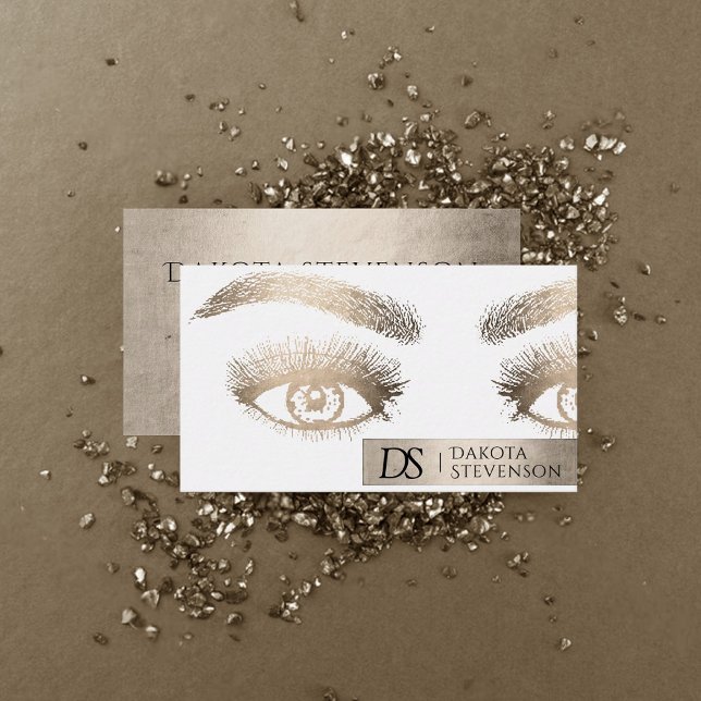 Makeup Artist | Elegant Champagne Gold Taupe Business Card (Creator Uploaded)