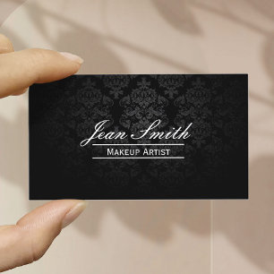 Makeup Artist Elegant Dark Damask Business Card