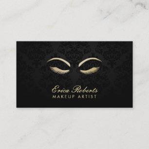 Makeup Artist Elegant Dark Damask Salon Business Card