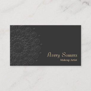 Makeup Artist Elegant Faux Embossed Rosette Black Business Card