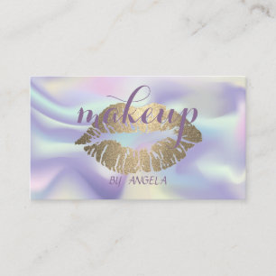 Makeup artist Elegant Glittery Lips Holographic Business Card