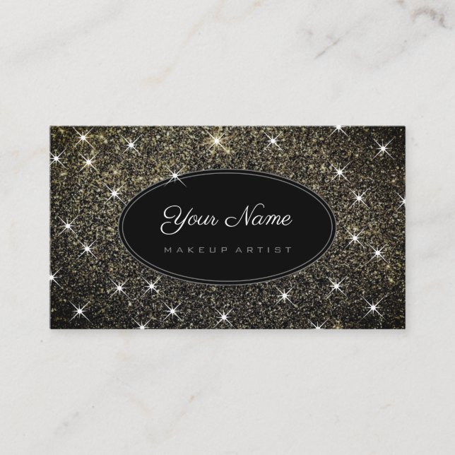 Makeup Artist Elegant Gold Glitter Luminous Stars Business Card (Front)