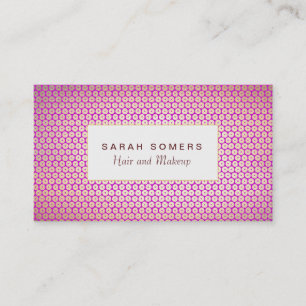 Makeup Artist Elegant Gold Magenta Pink Pattern Business Card