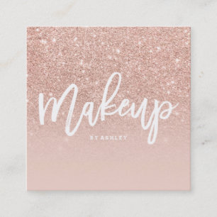 Makeup artist elegant typography blush rose gold 2 square business card