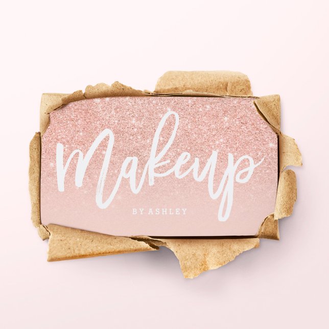 Makeup artist elegant typography blush rose gold business card (Creator Uploaded)