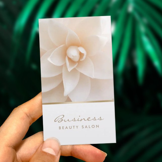 Makeup Artist Elegant White Floral Beauty Salon Business Card (Creator Uploaded)