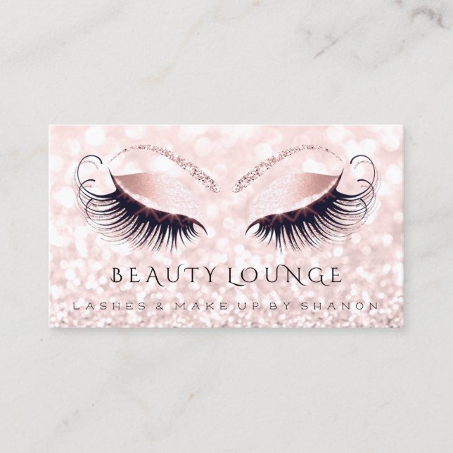 Makeup Artist Event Lashes Beauty Pink Grey Blush Appointment Card (Front)