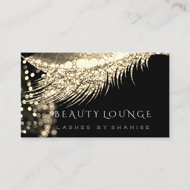 Makeup Artist Event Lashes Stylist Gold Black Appointment Card (Front)