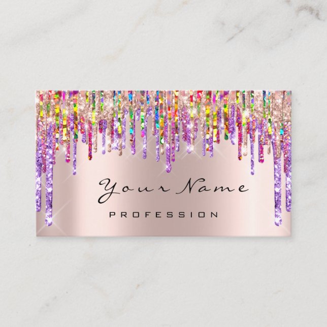 Makeup Artist Event Nails Holograph Unicorn Rainbo Business Card (Front)