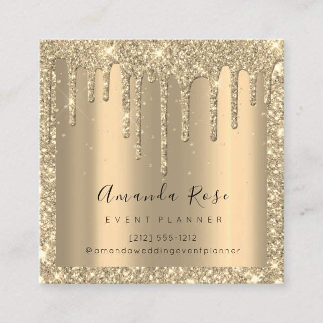 Makeup Artist Event Planner Champagne Gold DripVIP Appointment Card (Front)