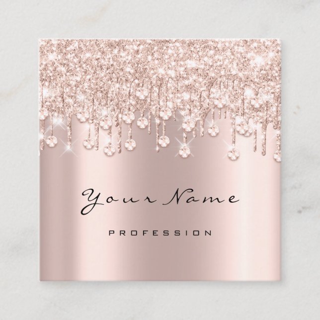 Makeup Artist Event Planner Glitter Spark Crystals Square Business Card (Front)