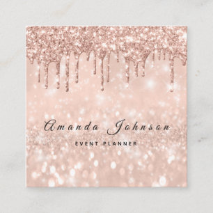 Makeup Artist Event Planner Glitter Spark Rose1 Square Business Card
