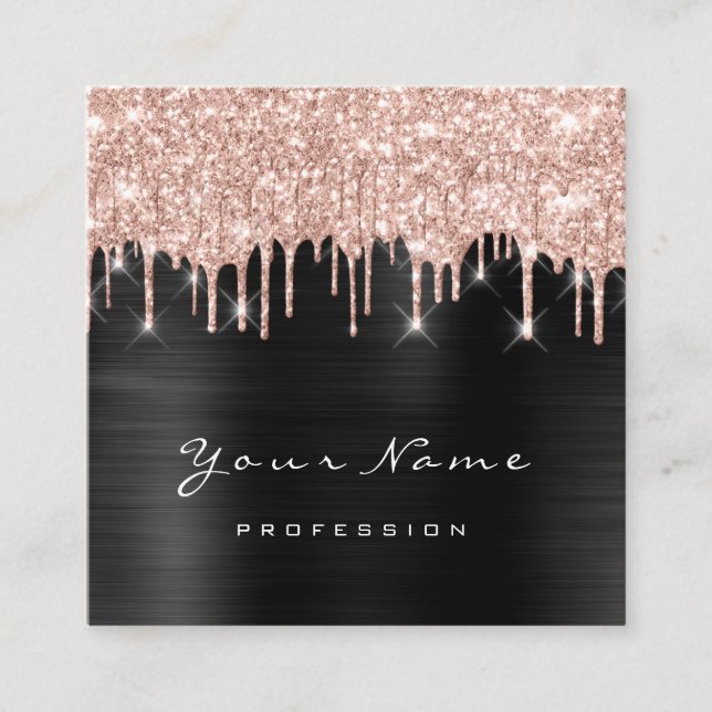 Makeup Artist Event Planner Glitter Spark Unique Square Business Card (Front)