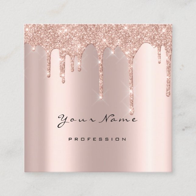 Makeup Artist Event Planner Glitter Sparkly Square Business Card (Front)