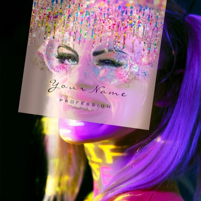 Makeup Artist Event Planner Holograph Unicorn Lash Square Business Card (Makeup Artist Event Planner Holograph Unicorn Lash Square Business Card)