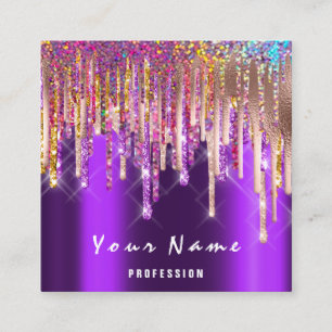 Makeup Artist Event PlannerHolograph Rainbow Drips Square Business Card
