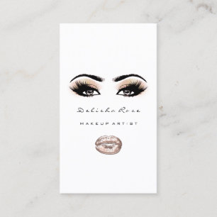 Makeup Artist Eye Lashes Glitter Eyebrow Lip Peach Business Card