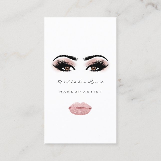 Makeup Artist Eye Lashes Rose Eyebrow Blush Lips Business Card (Front)