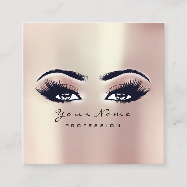 Makeup Artist Eyebrow Eye Lash Pink Rose Square Square Business Card (Front)