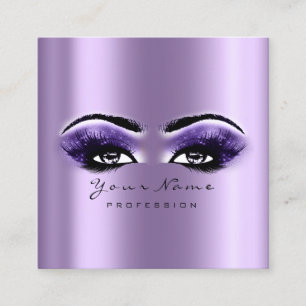 Makeup Artist Eyebrow Eye Lash Purple Violet Square Business Card