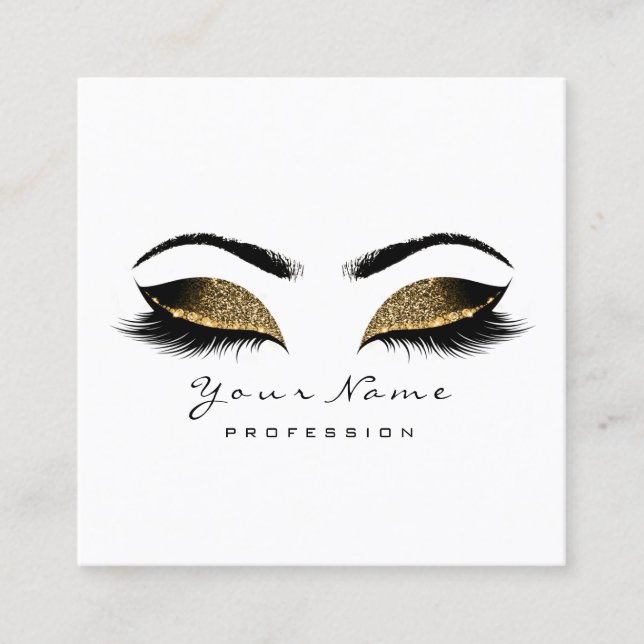 Makeup Artist Eyebrow Eye Lash White Glitter Wax Square Business Card (Front)