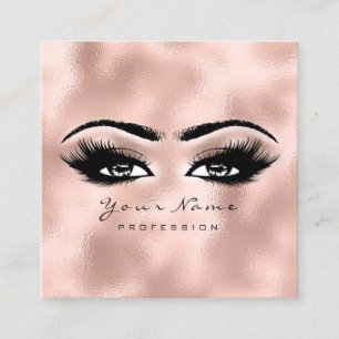 Makeup Artist Eyebrow Eye Lashes Rose Glass Square Business Card