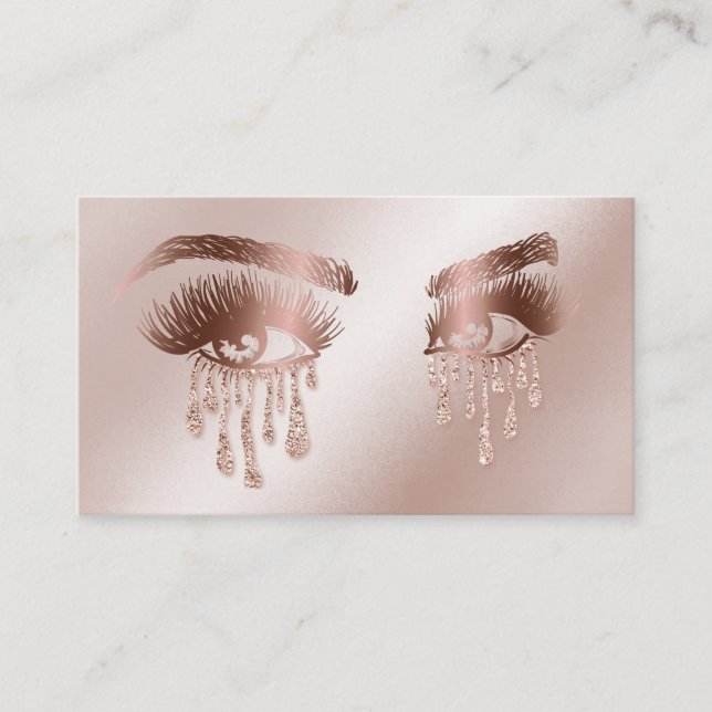 Makeup Artist Eyebrow Eyes Lashes Rose Gold Business Card (Front)