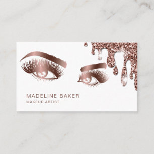 Makeup Artist Eyebrow Eyes Lashes Rose Gold Business Card