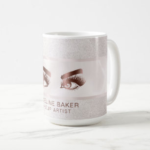 Makeup Artist Eyebrow Eyes Lashes Rose Gold Coffee Mug