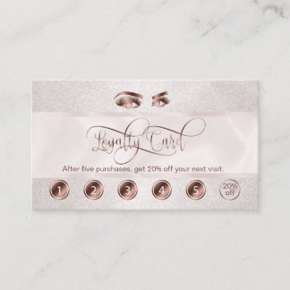 Makeup Artist Eyebrow Eyes Lashes Rose Gold Loyalty Card