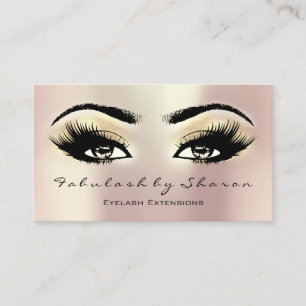 Makeup Artist Eyebrow Lash Extension Gold Champaig Business Card
