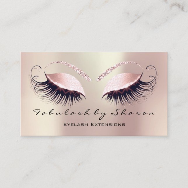 Makeup Artist Eyebrow Lashes Extension Rose Social Business Card (Front)