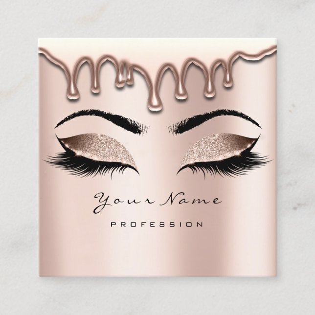 Makeup Artist Eyebrow Wax Lash Glitter Pink Square Square Business Card (Front)