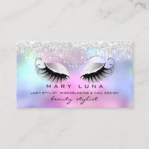 Makeup Artist Eyebrows Lashes Drips Pink Grey Sil Business Card