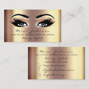 Makeup Artist Eyebrows Lashes Gold Aesthetician Business Card
